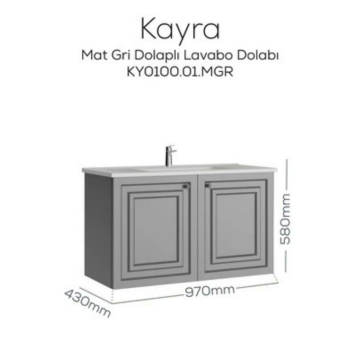 Creavit Kayra Lavabo Dolabı Kapaklı Mat Gri