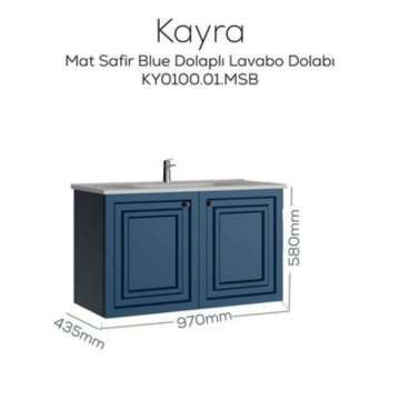Creavit Kayra Lavabo Dolabı Kapaklı Mat Safir Blue