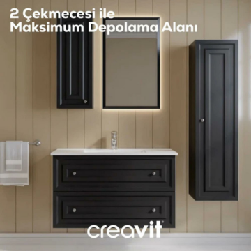 Creavit Kayra Lavabo Dolabı Çekmeceli Mat Antrasit