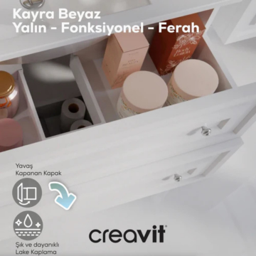 Creavit Kayra Lavabo Dolabı Çekmeceli Mat Beyaz