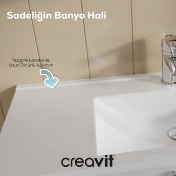 Creavit Kayra Lavabo Dolabı Çekmeceli Mat Beyaz