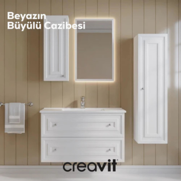 Creavit Kayra Lavabo Dolabı Çekmeceli Mat Beyaz