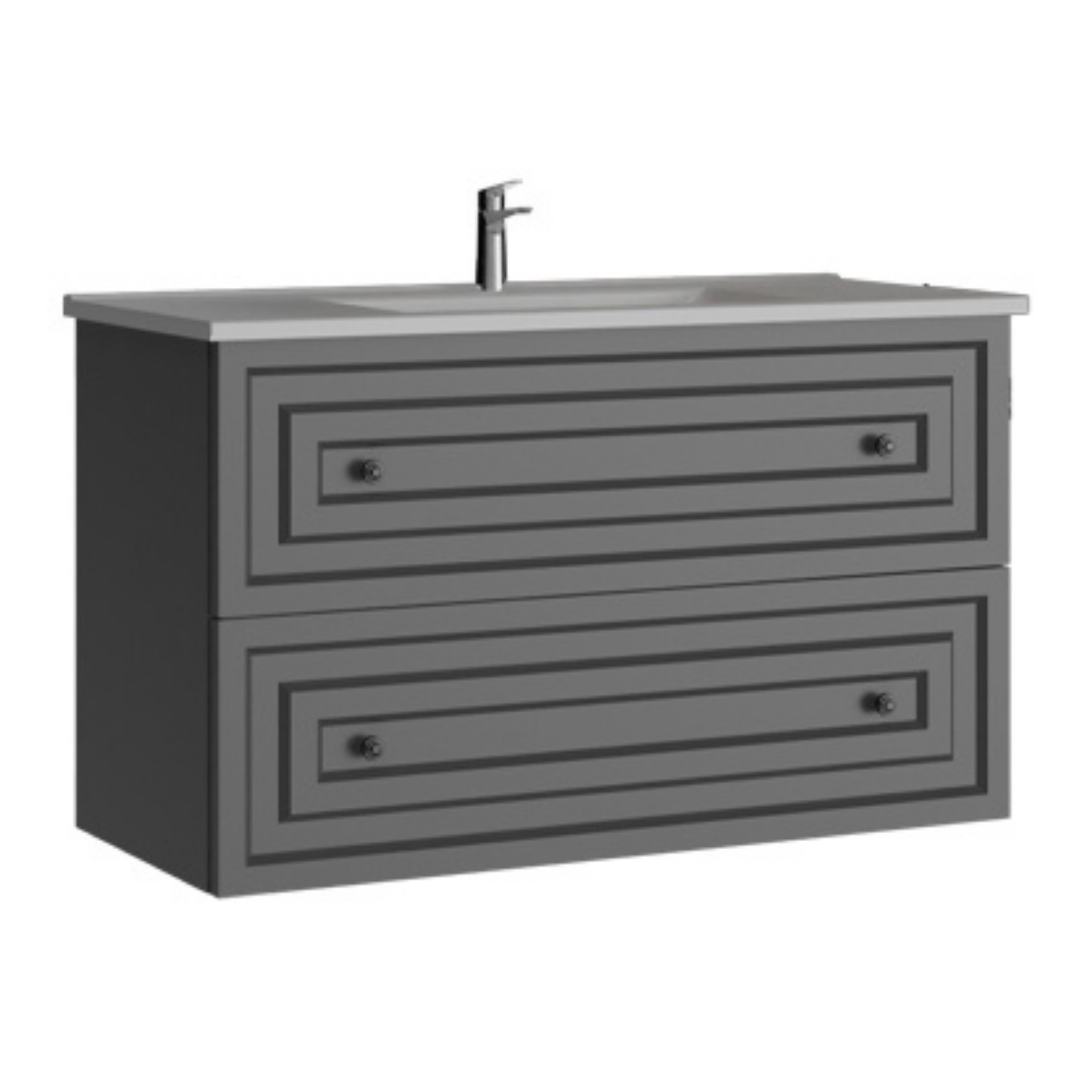 Creavit Kayra Lavabo Dolabı Çekmeceli Mat Gri