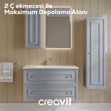 Creavit Kayra Lavabo Dolabı Çekmeceli Mat Gri