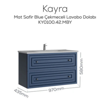 Creavit Kayra Lavabo Dolabı Çekmeceli Mat Safire Blue