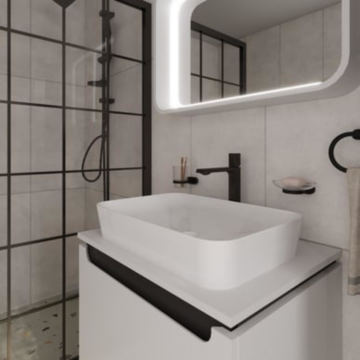 Pion Plus Lavabo Dolabı Mat Beyaz - Antrasit