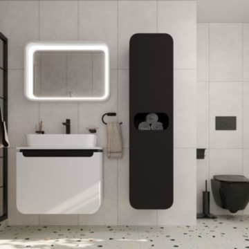 Pion Plus Lavabo Dolabı Mat Beyaz - Antrasit