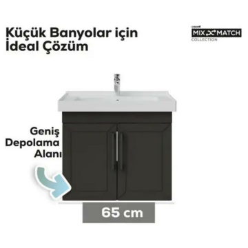 Creavit D20 Kapaklı Lavabo Dolabı Antrasit