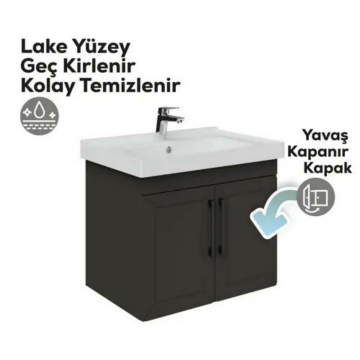 Creavit D20 Kapaklı Lavabo Dolabı Antrasit