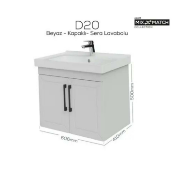 Creavit D20 Kapaklı Lavabo Dolabı Beyaz