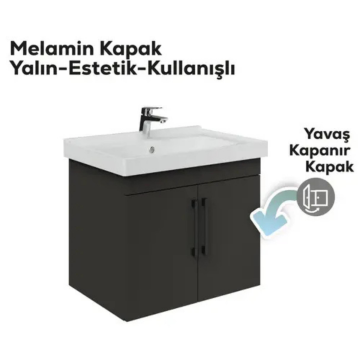 Creavit D20 Kapaklı Lavabo Dolabı Antrasit