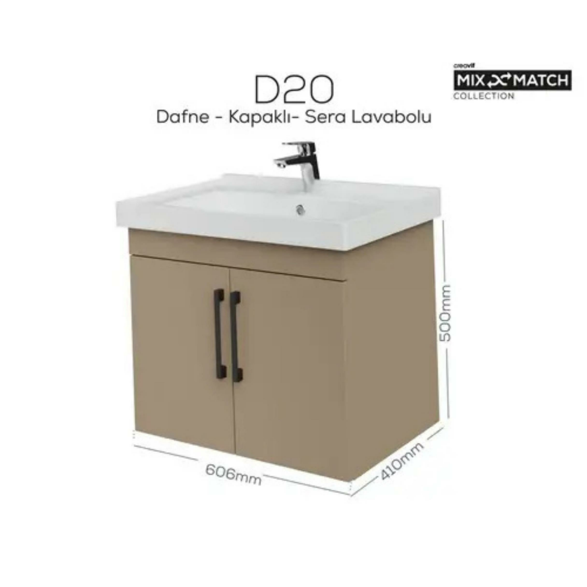 Creavit D20 Kapaklı Lavabo Dolabı Dafne