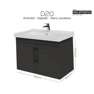 Creavit D20 Kapaklı Lavabo Dolabı Antrasit