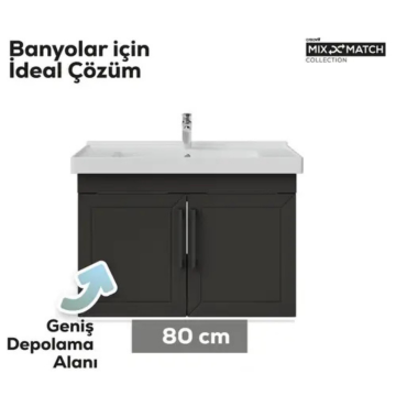 Creavit D20 Kapaklı Lavabo Dolabı Antrasit
