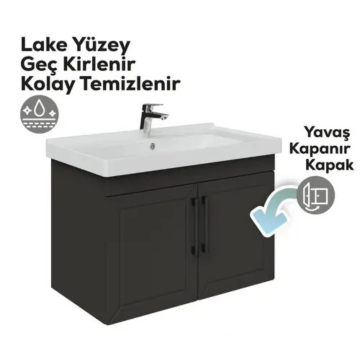 Creavit D20 Kapaklı Lavabo Dolabı Antrasit