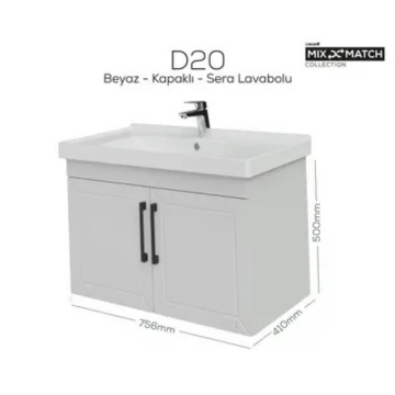 Creavit D20 Kapaklı Lavabo Dolabı Beyaz
