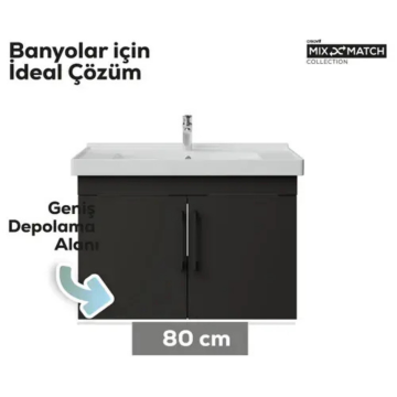 Creavit D20 Kapaklı Lavabo Dolabı Antrasit