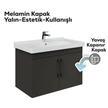 Creavit D20 Kapaklı Lavabo Dolabı Antrasit