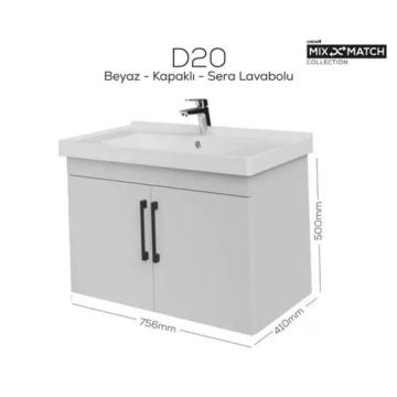 Creavit D20 Kapaklı Lavabo Dolabı Beyaz