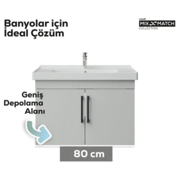 Creavit D20 Kapaklı Lavabo Dolabı Beyaz