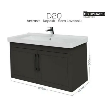 Creavit D20 Kapaklı Lavabo Dolabı Antrasit