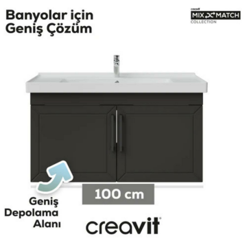 Creavit D20 Kapaklı Lavabo Dolabı Antrasit