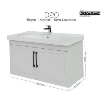 Creavit D20 Kapaklı Lavabo Dolabı Beyaz