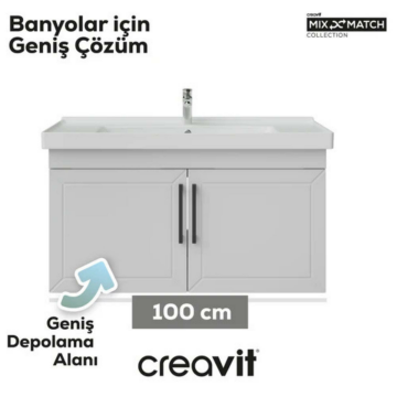 Creavit D20 Kapaklı Lavabo Dolabı Beyaz