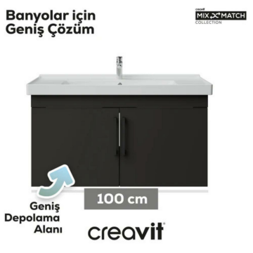 Creavit D20 Kapaklı Lavabo Dolabı Antrasit
