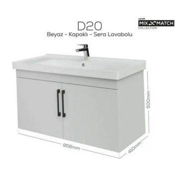 Creavit D20 Kapaklı Lavabo Dolabı Beyaz