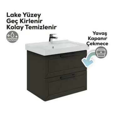 Creavit D20 2 Çekmeceli Lavabo Dolabı Antrasit