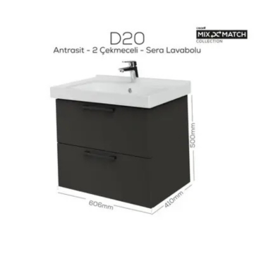 Creavit D20 2 Çekmeceli Lavabo Dolabı Antrasit