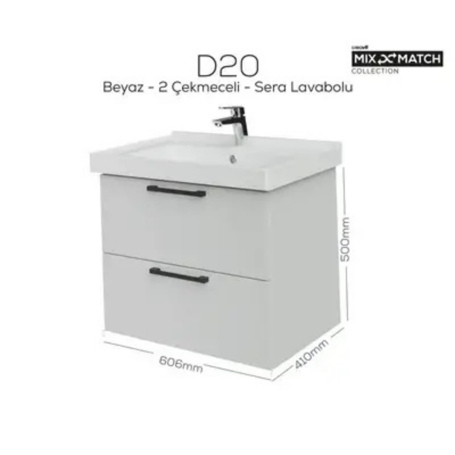 Creavit D20 2 Çekmeceli Lavabo Dolabı Beyaz