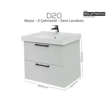 Creavit D20 2 Çekmeceli Lavabo Dolabı Beyaz
