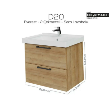 Creavit D20 2 Çekmeceli Lavabo Dolabı Everest