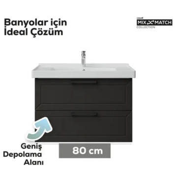 Creavit D20 2 Çekmeceli Lavabo Dolabı Antrasit