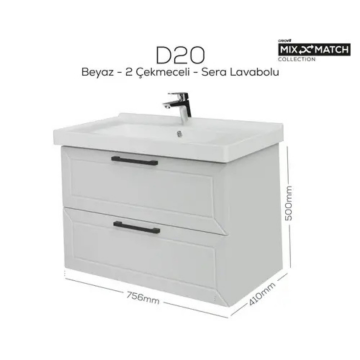 Creavit D20 2 Çekmeceli Lavabo Dolabı Beyaz
