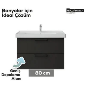 Creavit D20 2 Çekmeceli Lavabo Dolabı Antrasit