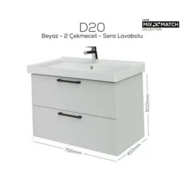 Creavit D20 2 Çekmeceli Lavabo Dolabı Beyaz