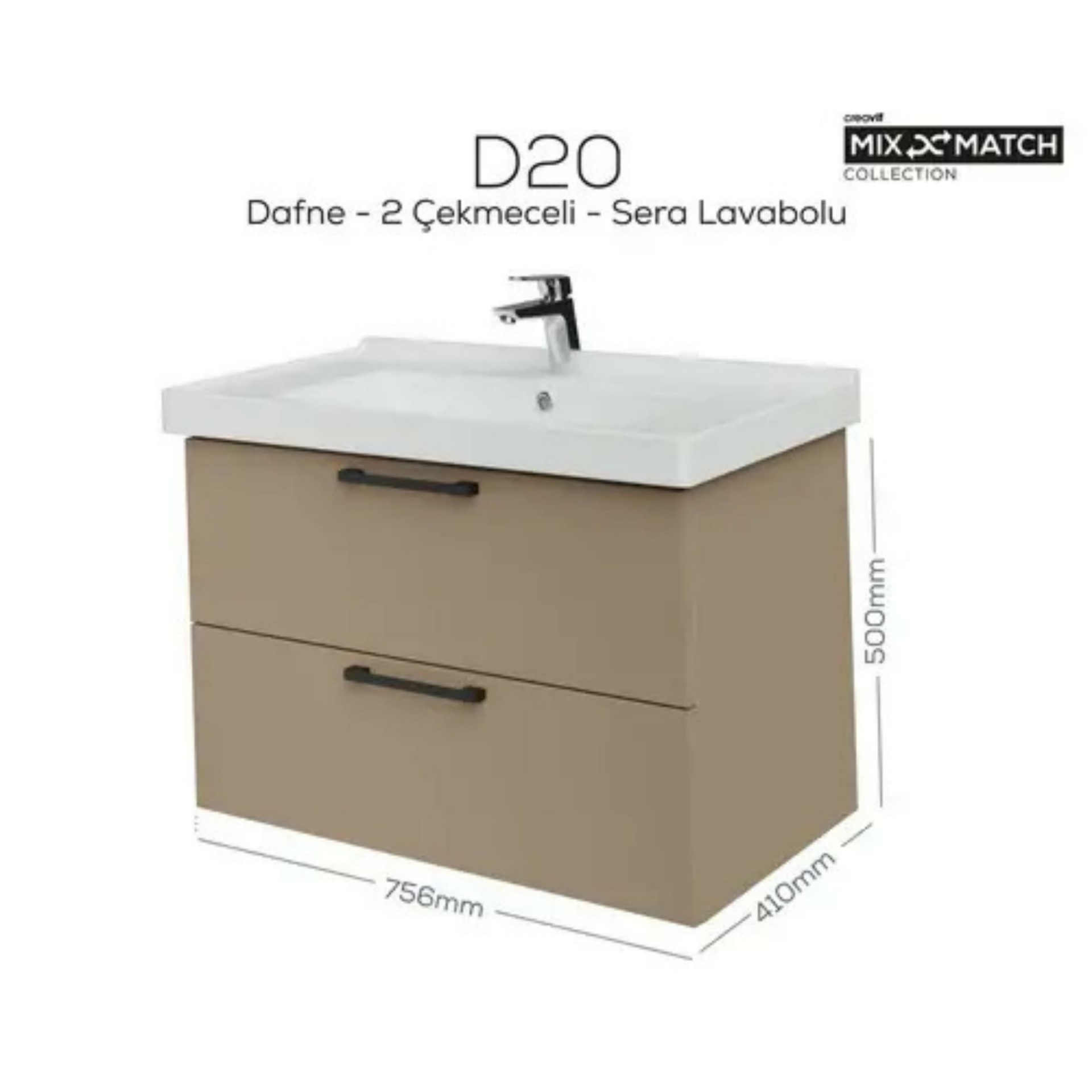 Creavit D20 2 Çekmeceli Lavabo Dolabı Dafne