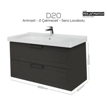 Creavit D20 2 Çekmeceli Lavabo Dolabı Antrasit