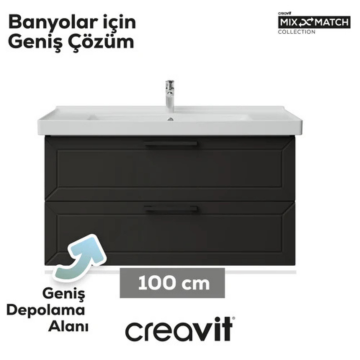 Creavit D20 2 Çekmeceli Lavabo Dolabı Antrasit