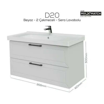 Creavit D20 2 Çekmeceli Lavbo Dolabı Beyaz
