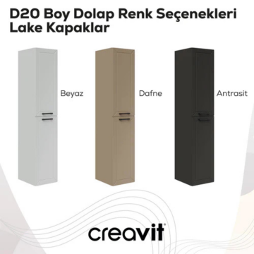Creavit D20 Sağa Açılır Boy Dolabı Beyaz