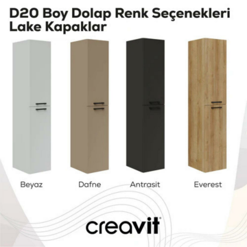 Creavit D20 Sola Açılır Boy Dolabı Antrasit