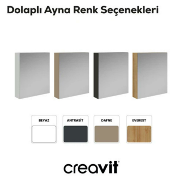 Creavit D20 Aynalı Dolap Antrasit 600x700x130mm