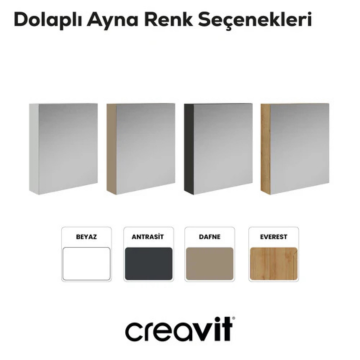 Creavit D20 Aynalı Dolap Beyaz 600x700x130mm