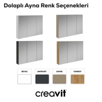 Creavit D20 Aynalı Dolap Antrasit 1000x700x130mm