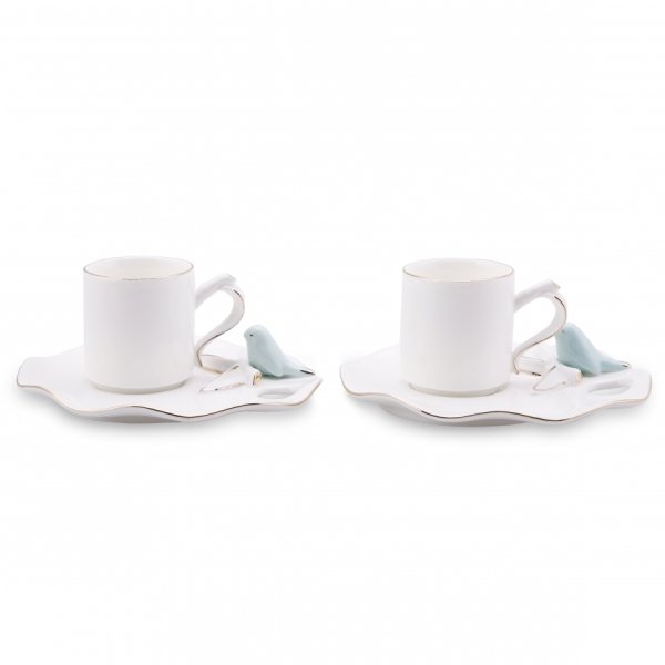 Karaca Lucca Birds 2 Kişilik Kahve Fincan Takımı Mint 75 ml