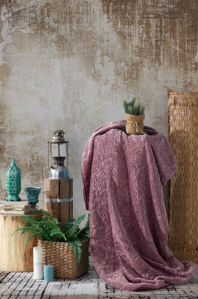 BATTANİYE EMBOS DAMASK DESEN ÇİFT KİŞİLİK GÜL K.